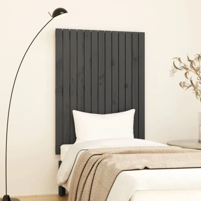 vidaXL sengegavl 82,5x3x110 cm massivt fyrretræ grå