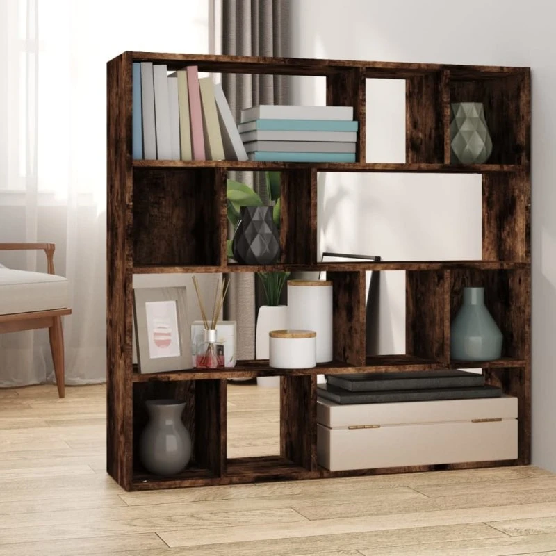 vidaXL bogreol/rumdeler 105x24x102 cm røget eg