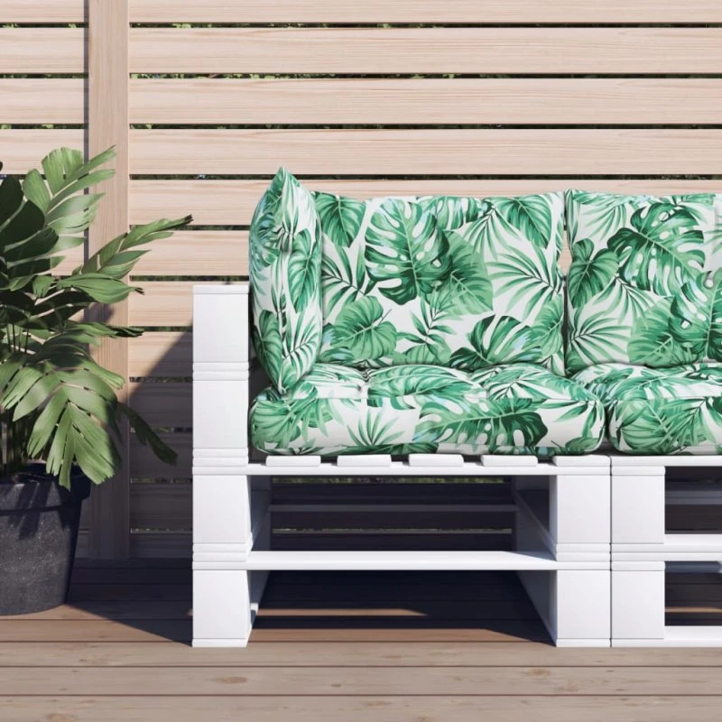 vidaXL pallehynder 3 stk. i polyester med bladmønster