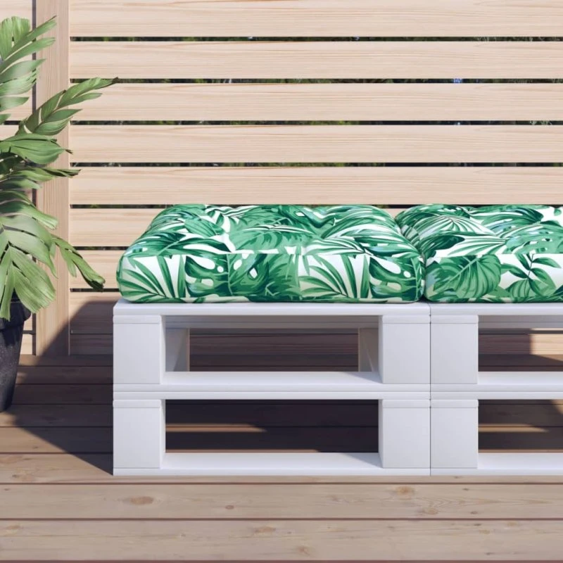 vidaXL pallehynde 58x58x10 cm polyester bladmønster