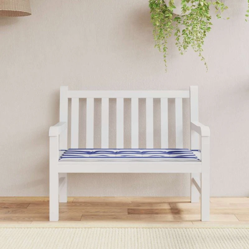 vidaXL hynde til havebænk 100x50x4 cm stribet oxfordstof blå/hvid