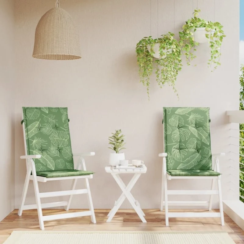 vidaXL stolehynder høj ryg 2 stk stof bladmønster 120x50x3 cm