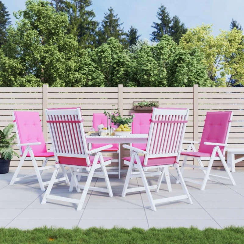 vidaXL 6 stk. stolehynder med høj ryg 120 x 50 x 3 cm lyserød