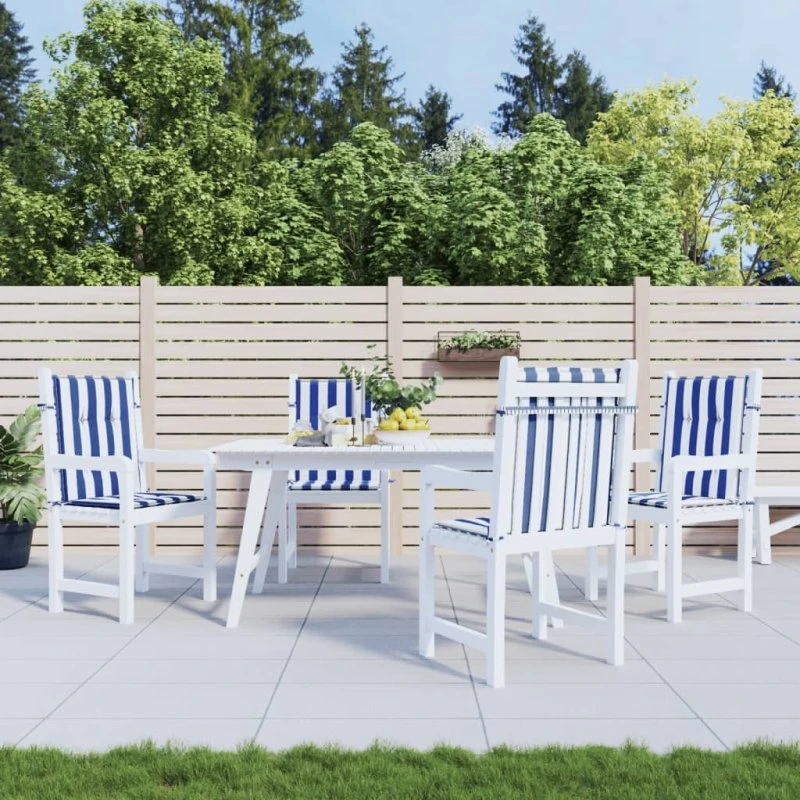 vidaXL stolehynder lav ryg 4 stk stribet blå/hvid 100x50x4 cm