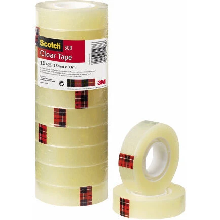 Scotch kontortape 508 transparent 15 mm x 33 m, 10 stk