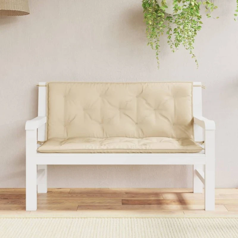 vidaXL hynder til havebænk 120x50x7 cm 2 stk beige (oxfordstof)