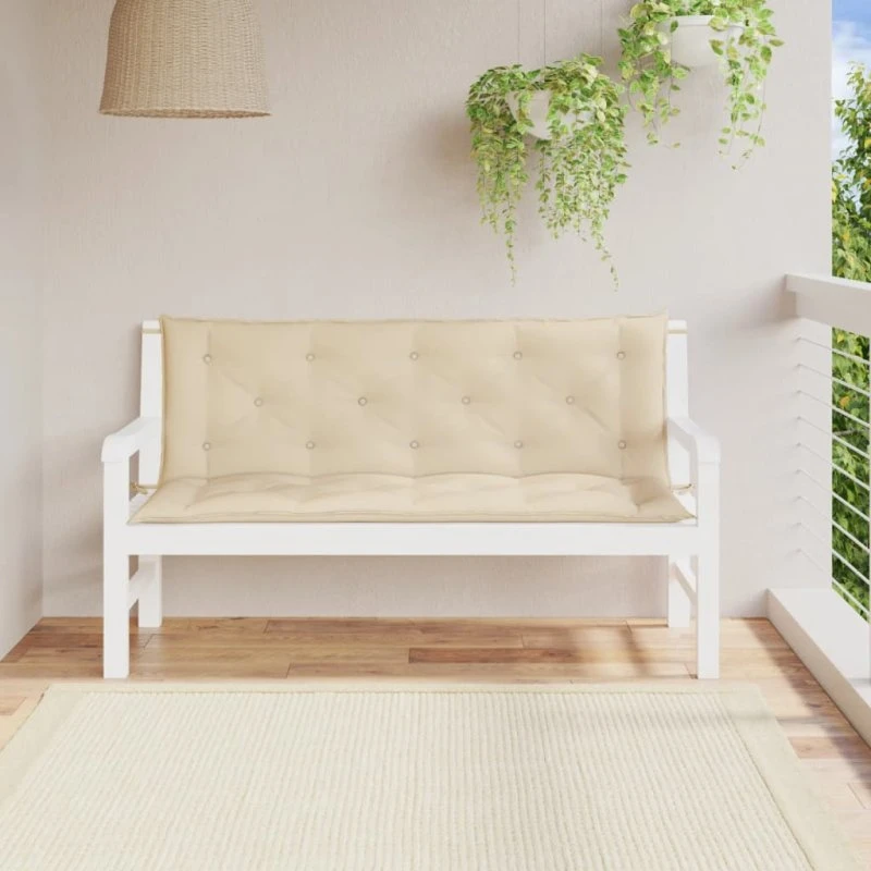vidaXL hynder til havebænk 2 stk. 150x50x7 cm oxfordstof beige