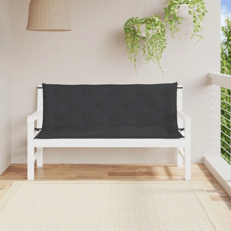vidaXL hynder til havebænk 150x50x7 cm sort (2 stk)