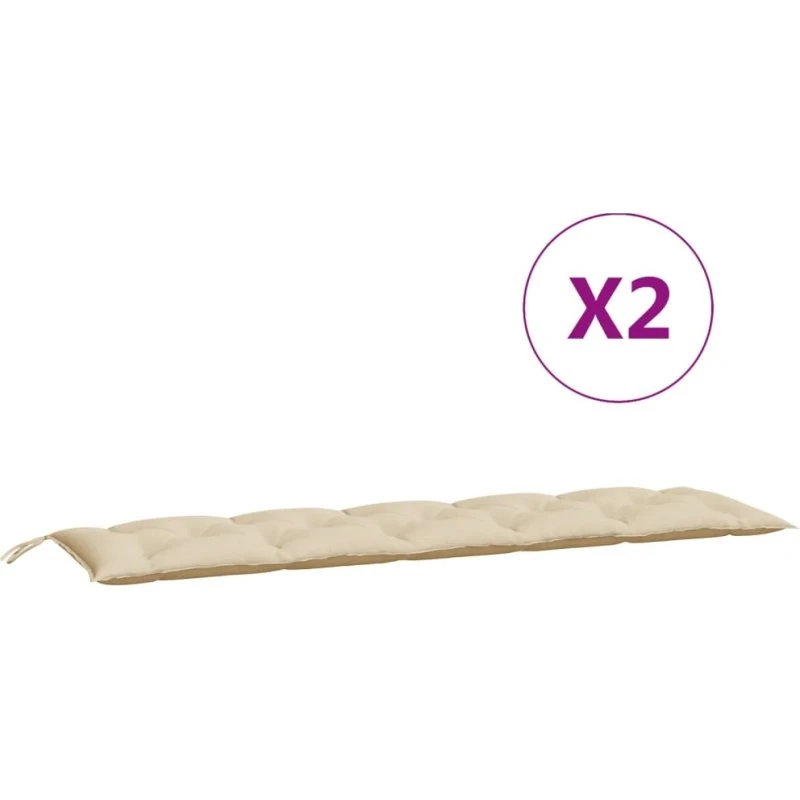 vidaXL hynder til havebænk 2 stk. 180x50x7 cm oxfordstof beige