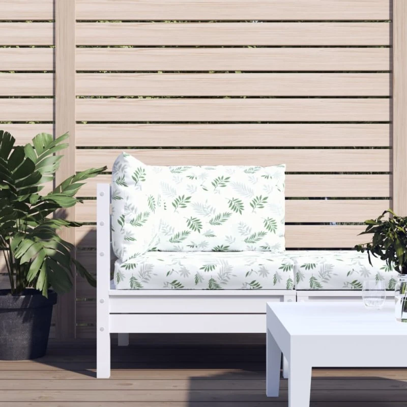 vidaXL Pallehynder 3 stk. Oxfordstof – Bladmønster (hvid/grøn)