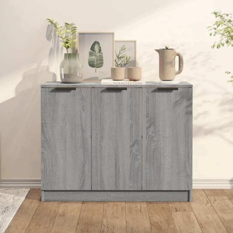 vidaXL skænk 90,5x30x70 cm grå Sonoma-eg