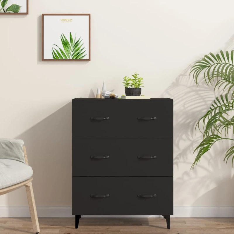 vidaXL skænk 69,5x34x90 cm konstrueret træ, sort