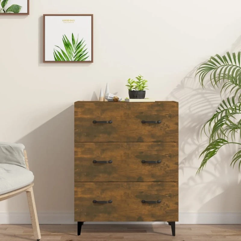 vidaXL skænk 69,5x34x90 cm konstrueret træ, røget eg