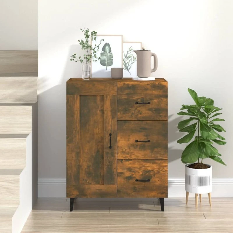 vidaXL skænk 69,5x34x90 cm konstrueret træ, røget eg