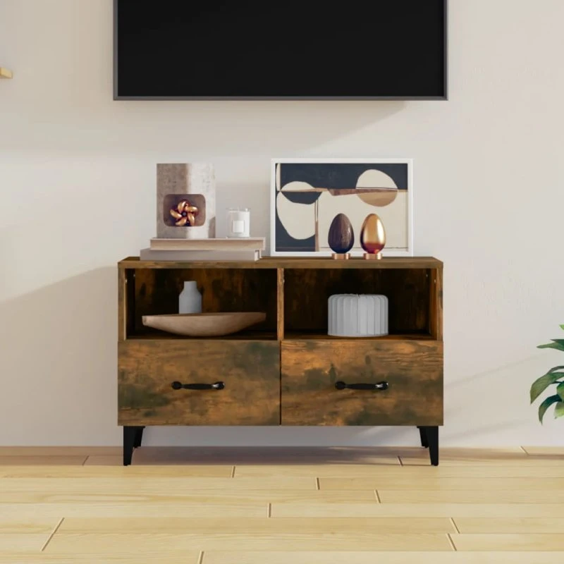 vidaXL tv-bord 80x36x50 cm konstrueret træ, røget eg