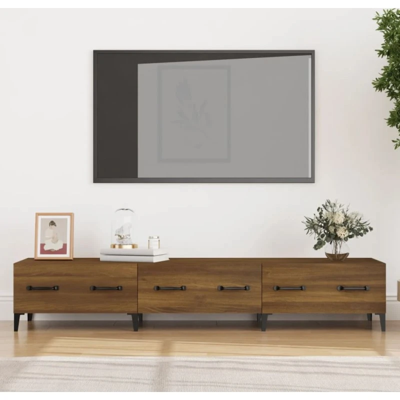 vidaXL TV-bord 150x34,5x30 cm konstrueret træ - brun eg
