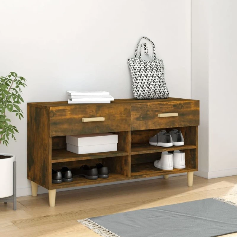 vidaXL skoreol 102x35x55 cm konstrueret træ, røget egetræsfarve