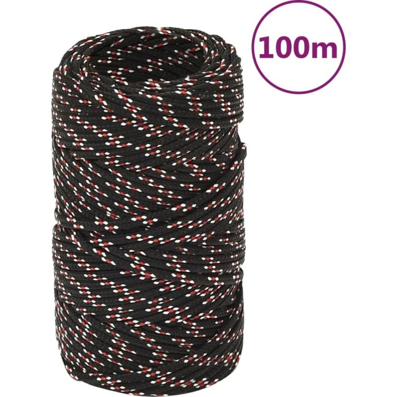 vidaXL tovværk 2 mm x 100 m polypropylen, sort