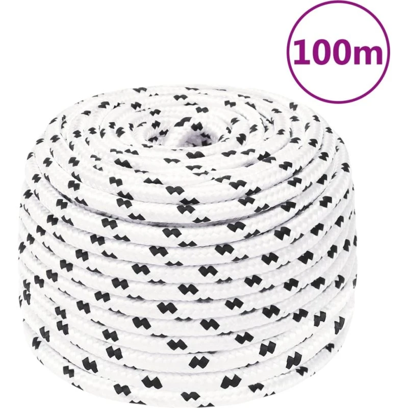 vidaXL arbejdsreb 10 mm x 100 m polyester hvid