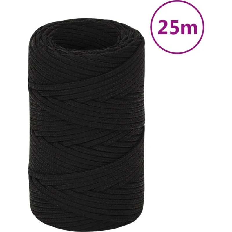 vidaXL arbejdsreb 2 mm 25 m polyester, sort