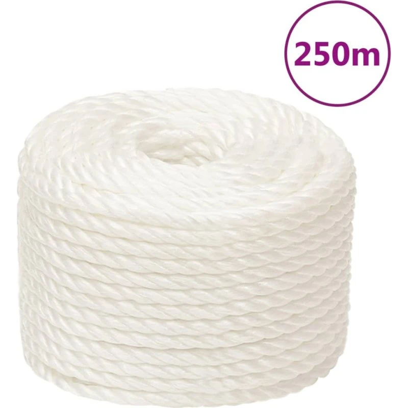 vidaXL arbejdsreb 12 mm x 250 m polypropylen, hvid