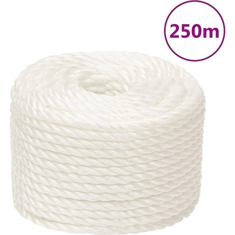 vidaXL arbejdsreb 16 mm 250 m polypropylen hvid