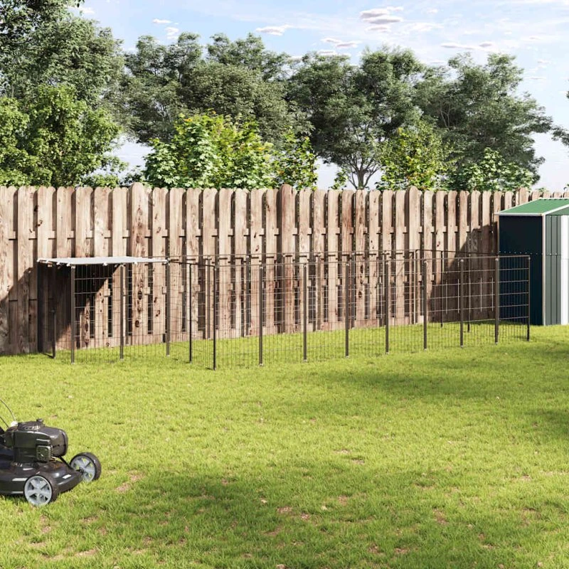 vidaXL hundeløbegård 10,89 m² stål sort