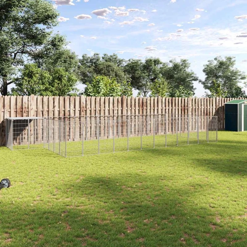 vidaXL hundeløbegård 22,99 m² stål sølvfarvet