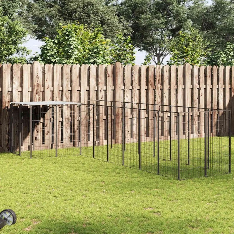 vidaXL hundeløbegård 6,05 m² stål - sort