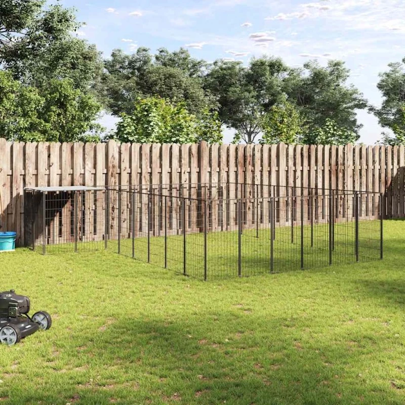 vidaXL hundeløbegård 15,73 m² sort stål