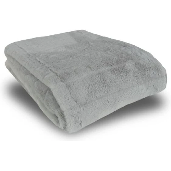 Nordstrand Home Plaid i fake fur 135x190 cm - Grå med striber