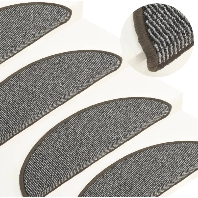 vidaXL trappemåtter 15 stk. 56x17x3 cm grå (halvrunde)