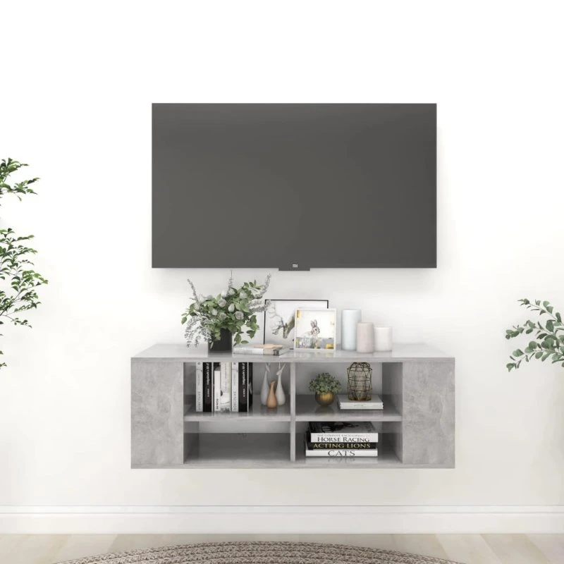 vidaXL væghængt tv-bord 102x35x35 cm konstrueret træ – betongrå