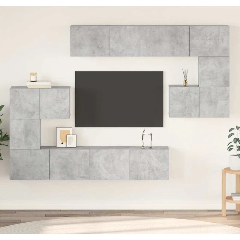 vidaXL TV-møbel 8 dele konstrueret træ 80 cm - betongrå