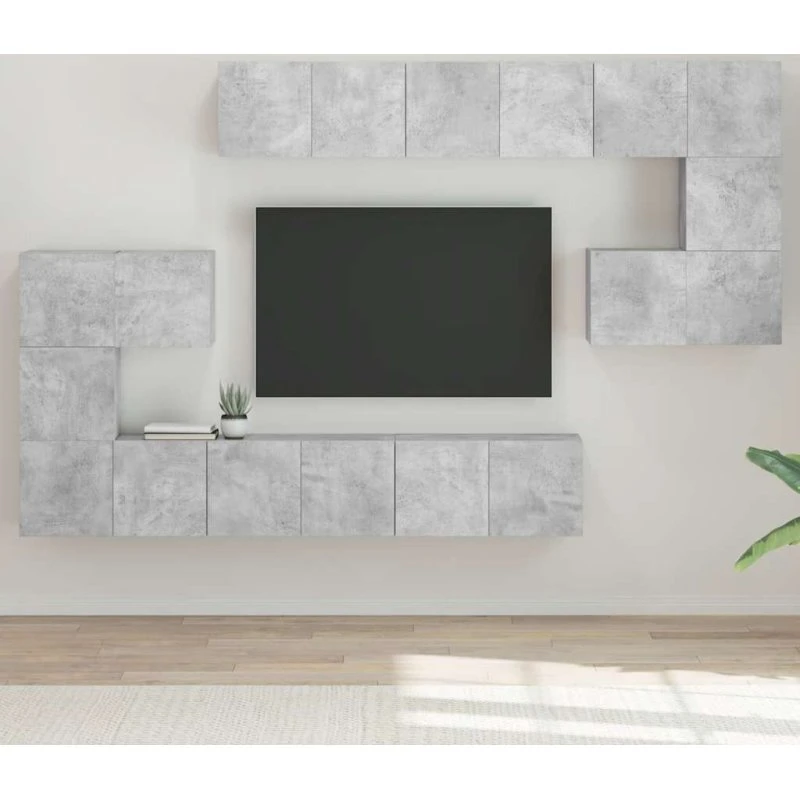 vidaXL TV-møbel 10 dele konstrueret træ betongrå