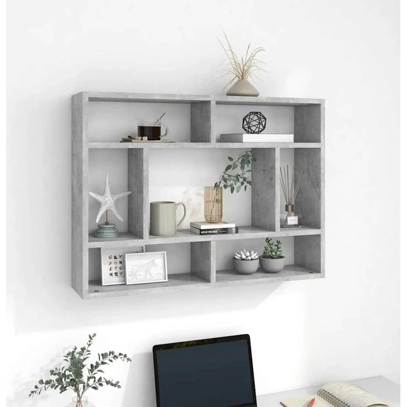 vidaXL væghylde 75x16x55 cm konstrueret træ, betongrå
