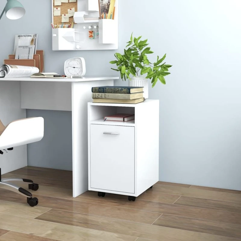 vidaXL sideskab med hjul 33x38x60 cm hvid