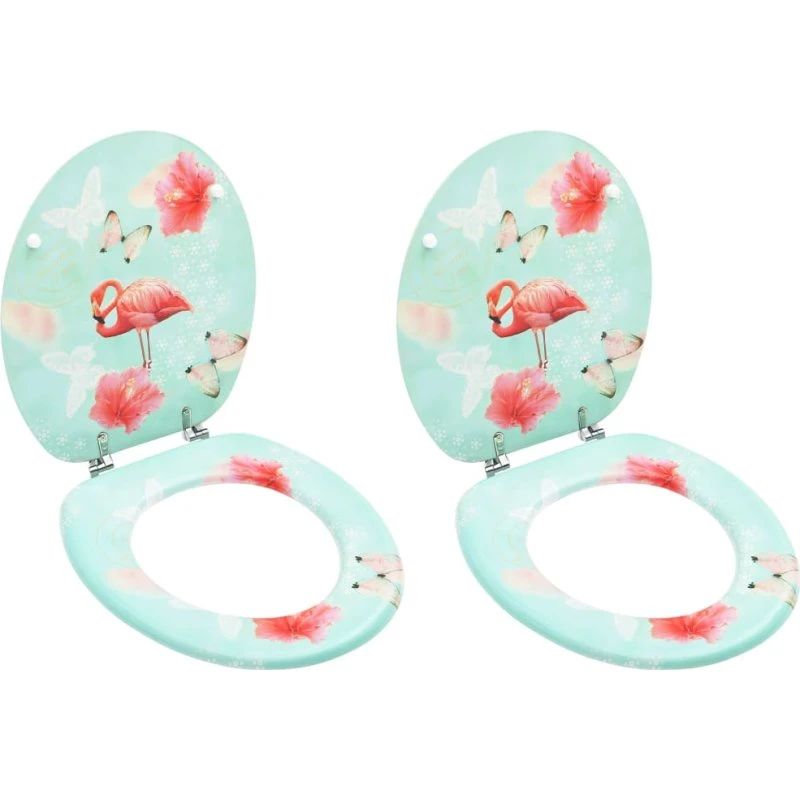 vidaXL 2 stk toiletsæder i MDF med flamingodesign
