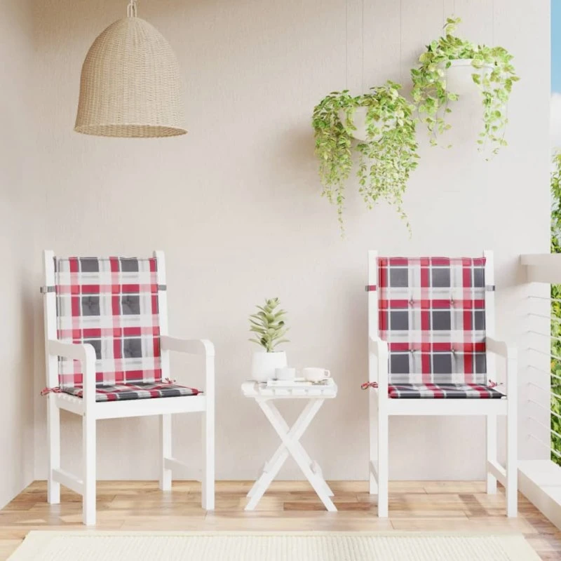 vidaXL stolehynde lav ryg 2 stk. 100×50×3 cm rødternet