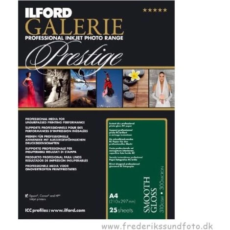 Ilford Galerie Prestige Smooth Gloss 310gsm A4 - 25 ark