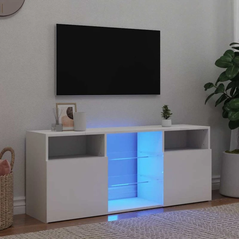 vidaXL TV-skab med LED-lys 120x30x50 cm, hvid