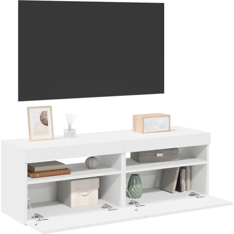 vidaXL TV-borde 2 stk. 60x35x40 cm med RGB LED, hvid