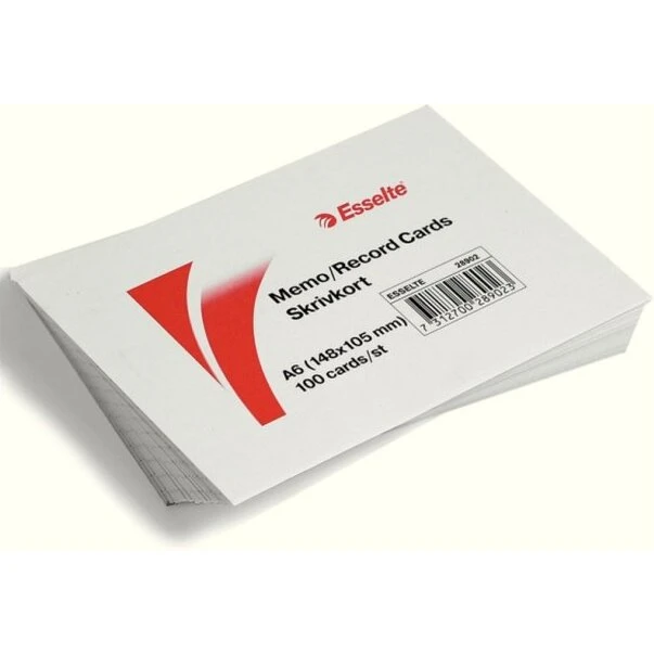 Esselte Kartotekskort A6 linieret 170 g - 100 stk