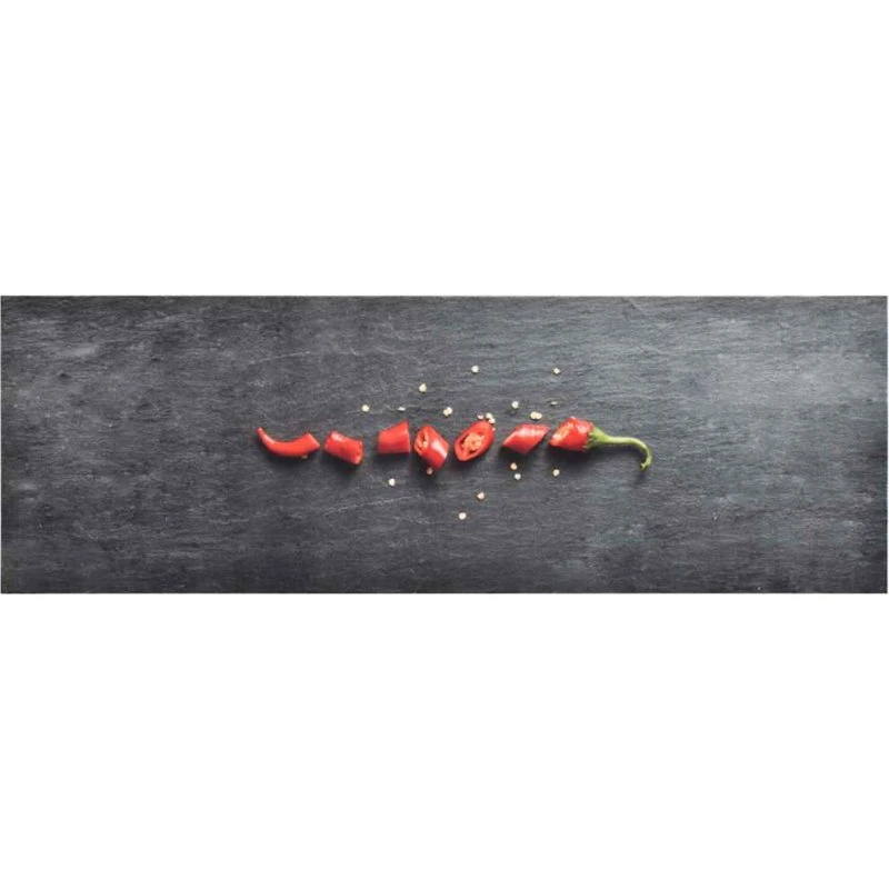vidaXL køkkenmåtte 45x150 cm vaskbar chilitryk (peberfrugt)