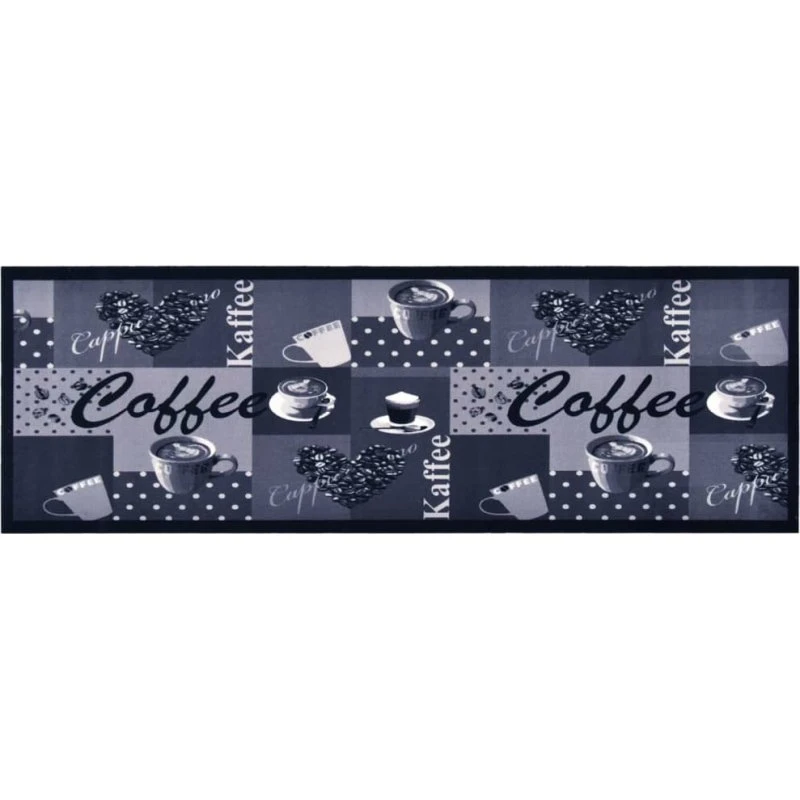 vidaXL vaskbar køkkenmåtte 60x180 cm - blå kaffetryk