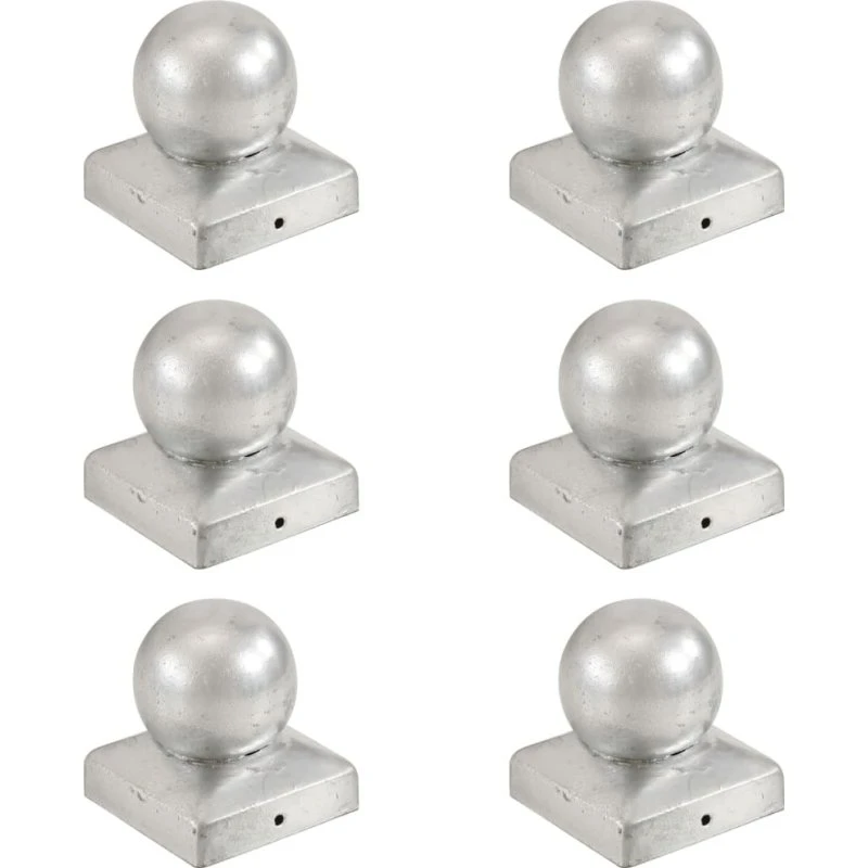vidaXL kugleformede stolpehætter 6 stk. 71x71 mm galvaniseret
