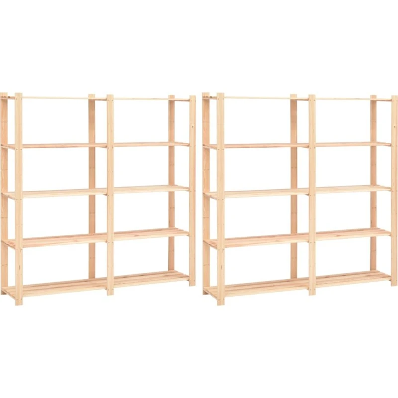 vidaXL reol 2 stk. 5 hylder 170x38x170 cm massivt fyrretræ