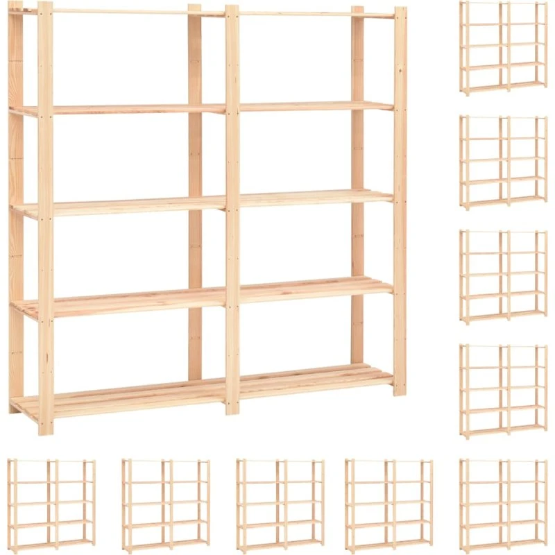 vidaXL reol 5 hylder 170x38x170 cm fyrretræ (sæt á 10) 500 kg