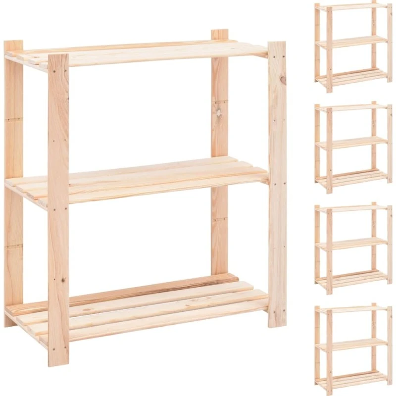vidaXL reol 3-hylder fyrretræ 80x38x90 cm 150 kg