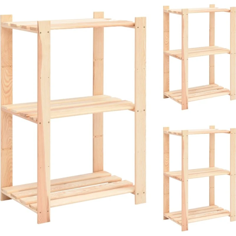 vidaXL reoler 3 stk. 3 hylder 60x38x90 cm massivt fyrretræ 150 kg